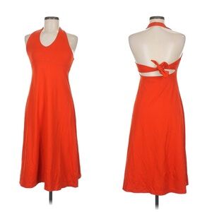 Patagonia Morning Glory Open Back Halter Dress Tomato Red Sz M